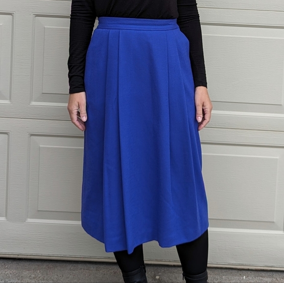 vintage DONCASTER electric blue wool midi skirt S - Picture 3 of 8